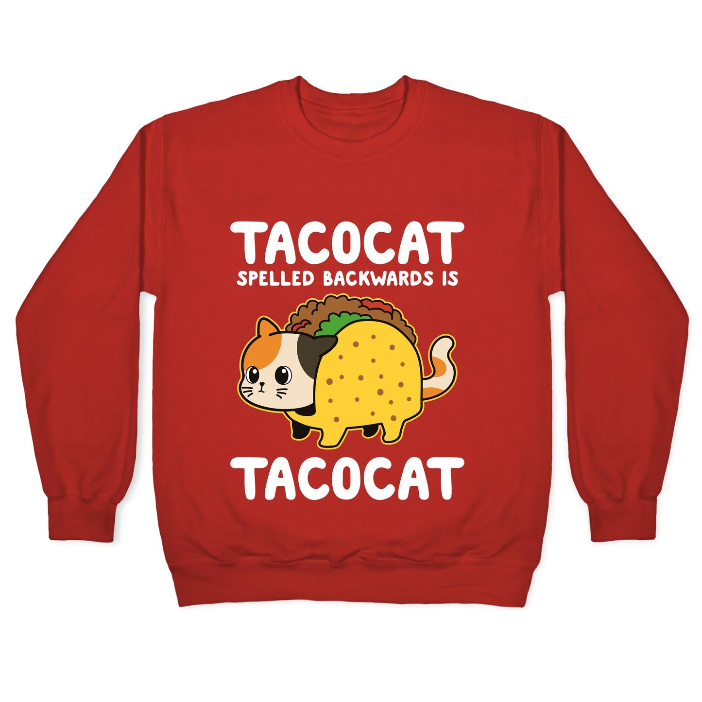 Tacocat Spelled Backwards Crewneck Sweatshirt