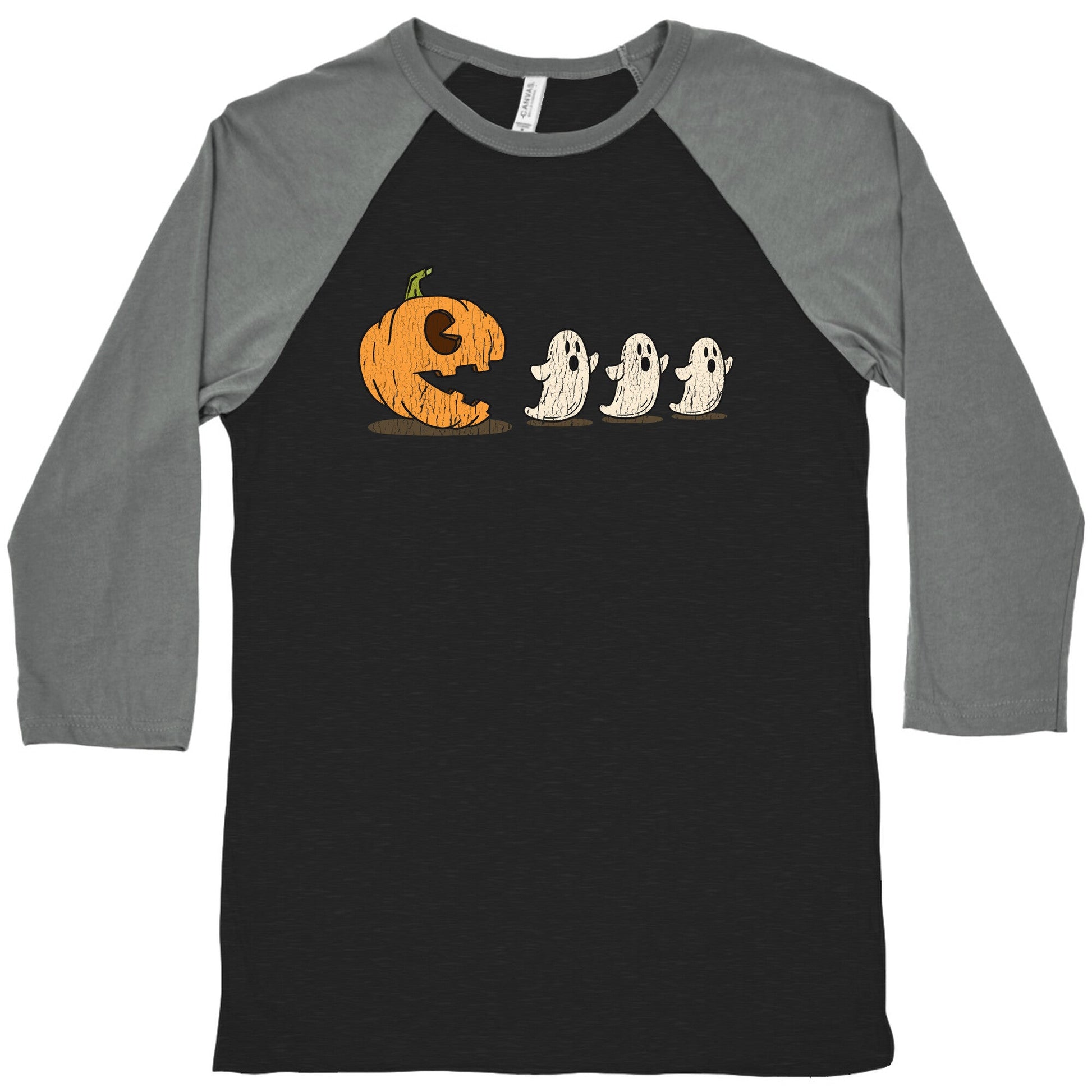 Halloween Pumpkin Ghost Game Baseball Tee