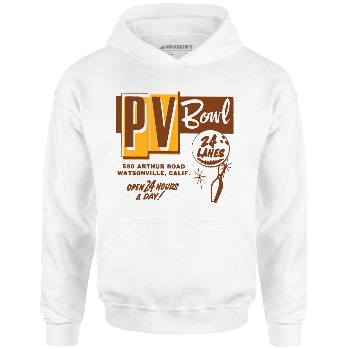PV Bowl - Watsonville, CA - Vintage Bowling Alley - Unisex Hoodie