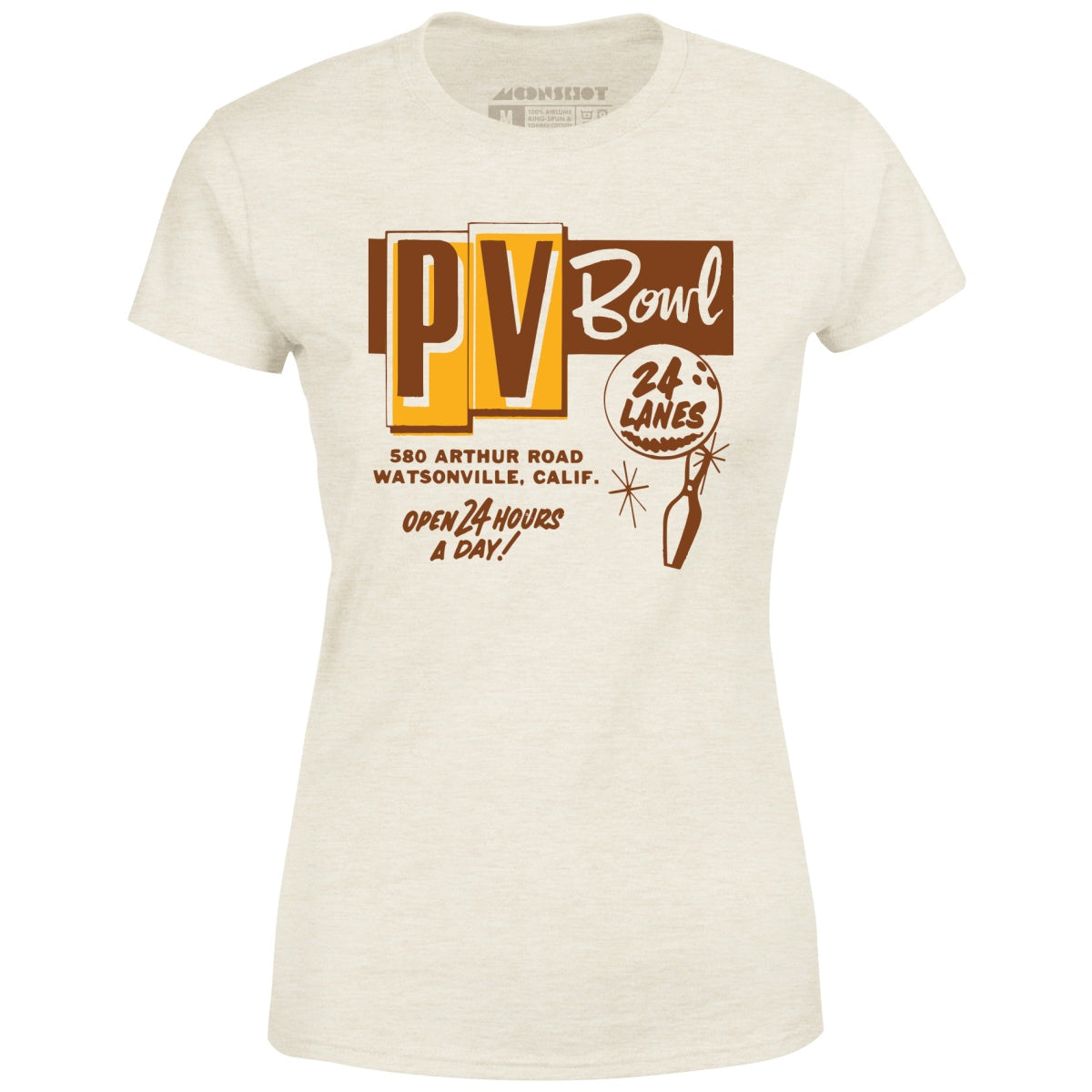 PV Bowl - Watsonville, CA - Vintage Bowling Alley - Women's T-Shirt