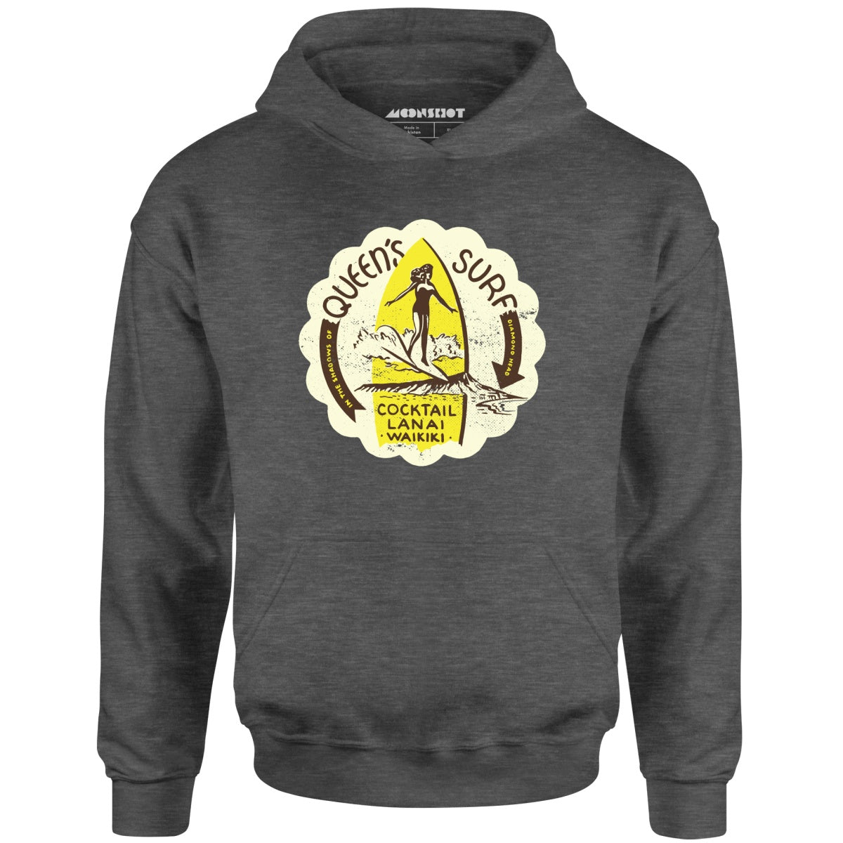 Queen's Surf - Waikiki, HI - Vintage Tiki Bar - Unisex Hoodie