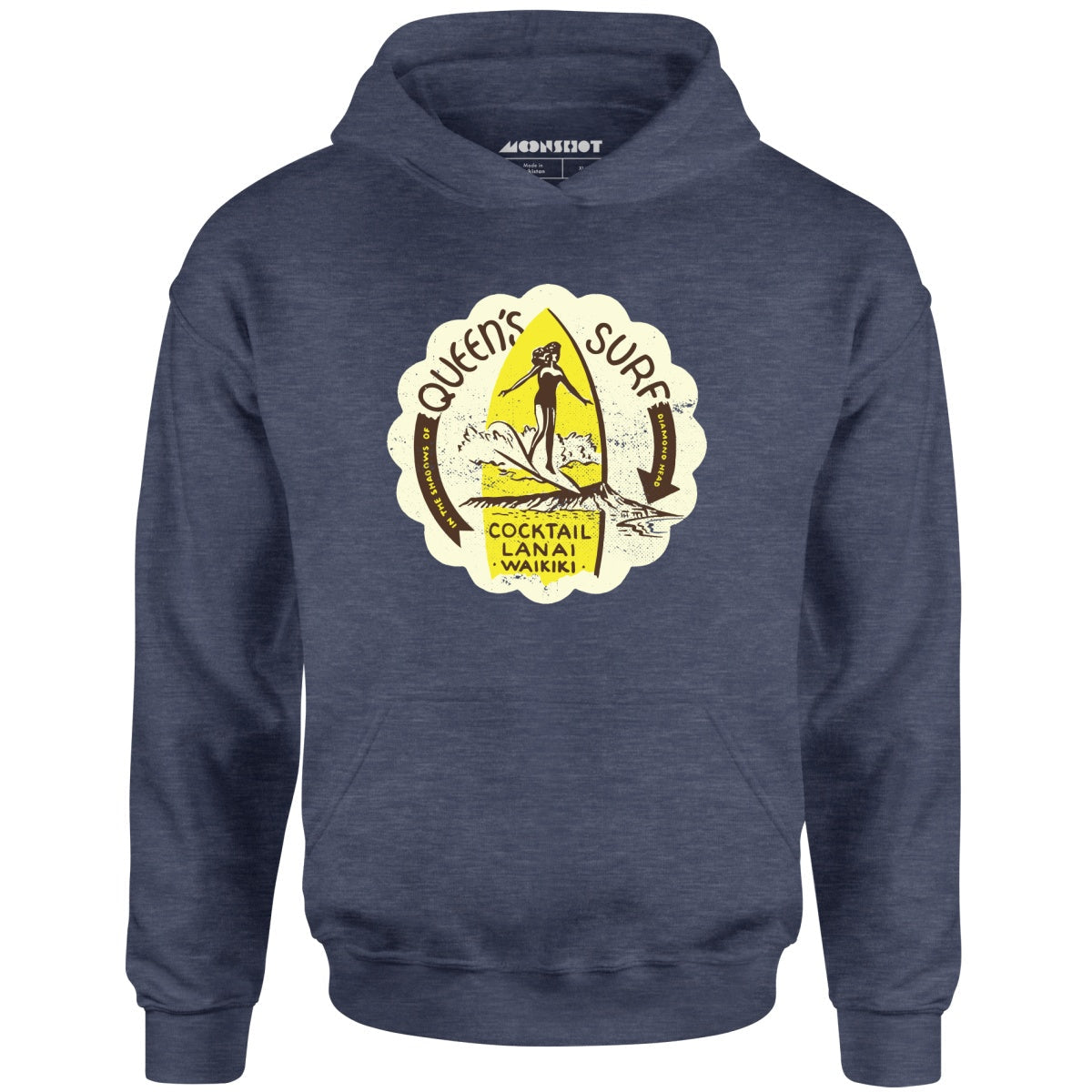 Queen's Surf - Waikiki, HI - Vintage Tiki Bar - Unisex Hoodie