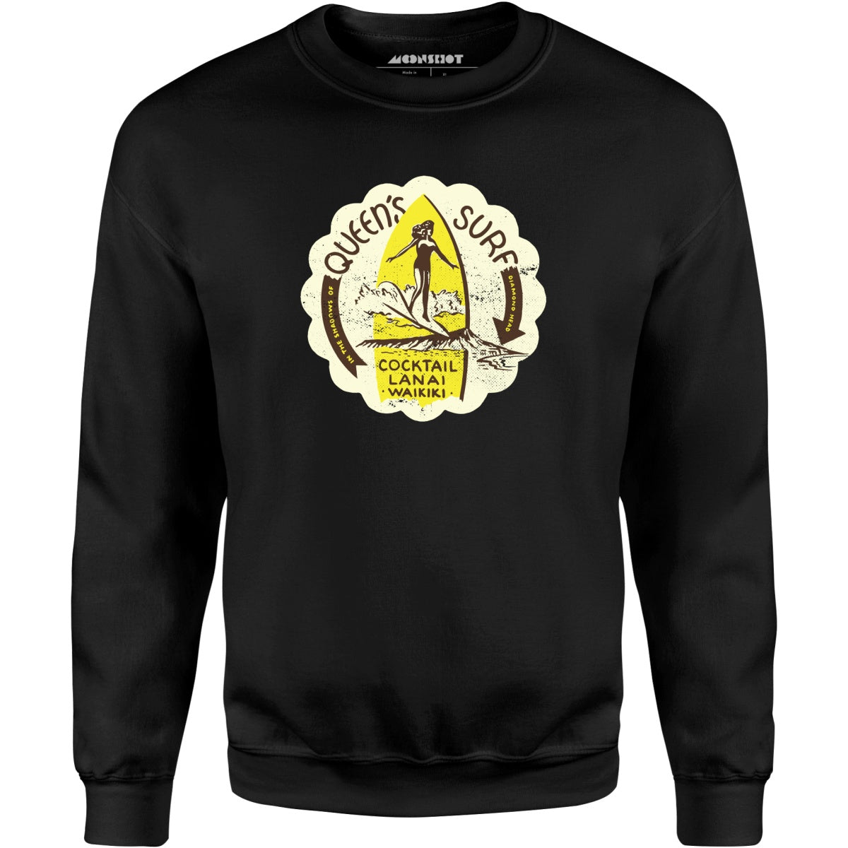 Queen's Surf - Waikiki, HI - Vintage Tiki Bar - Unisex Sweatshirt