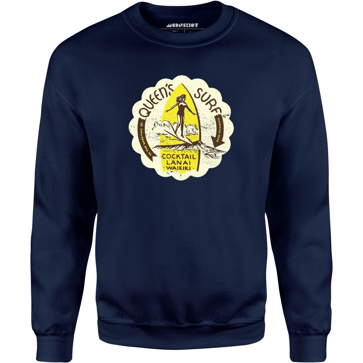 Queen's Surf - Waikiki, HI - Vintage Tiki Bar - Unisex Sweatshirt