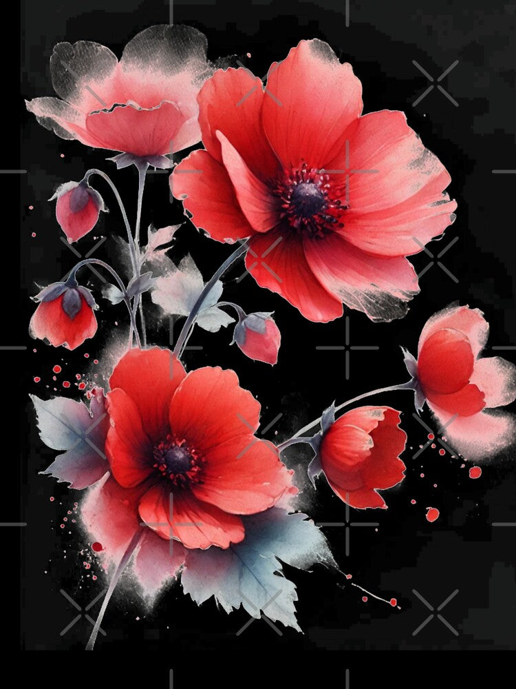 Red Poppies Flowers watercolor by Monika Howarth