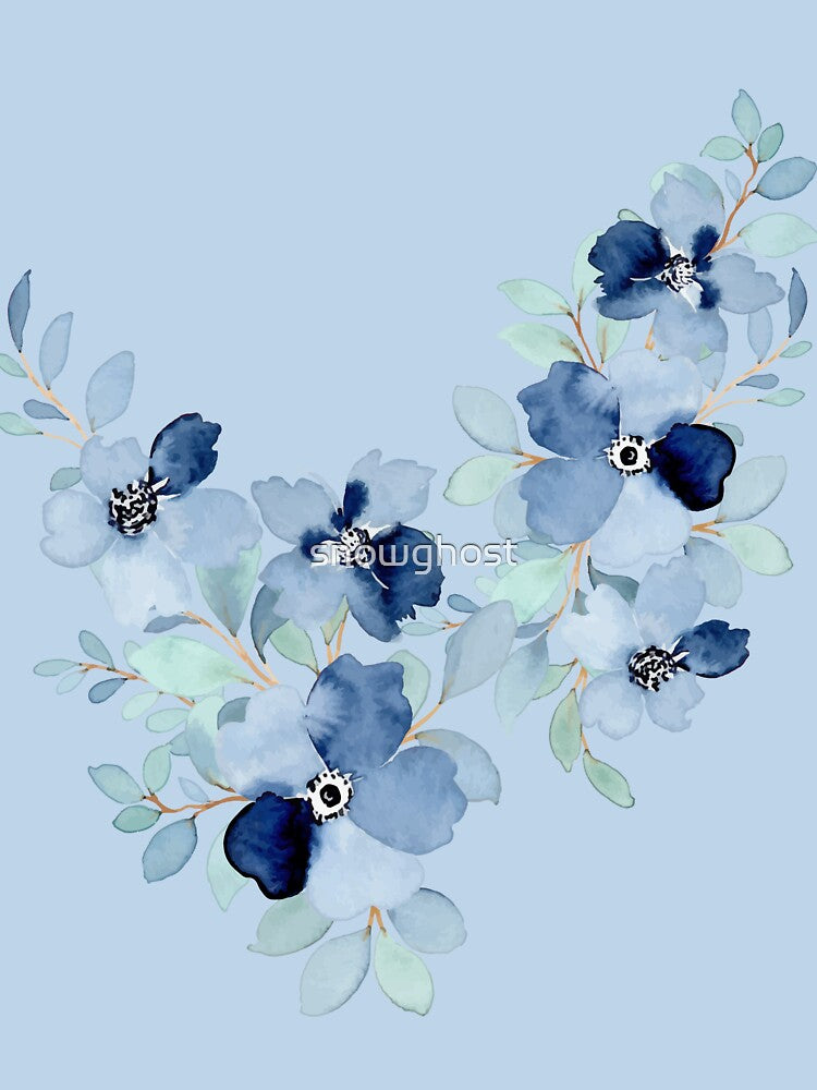 watercolour blue flowers by the snowghost