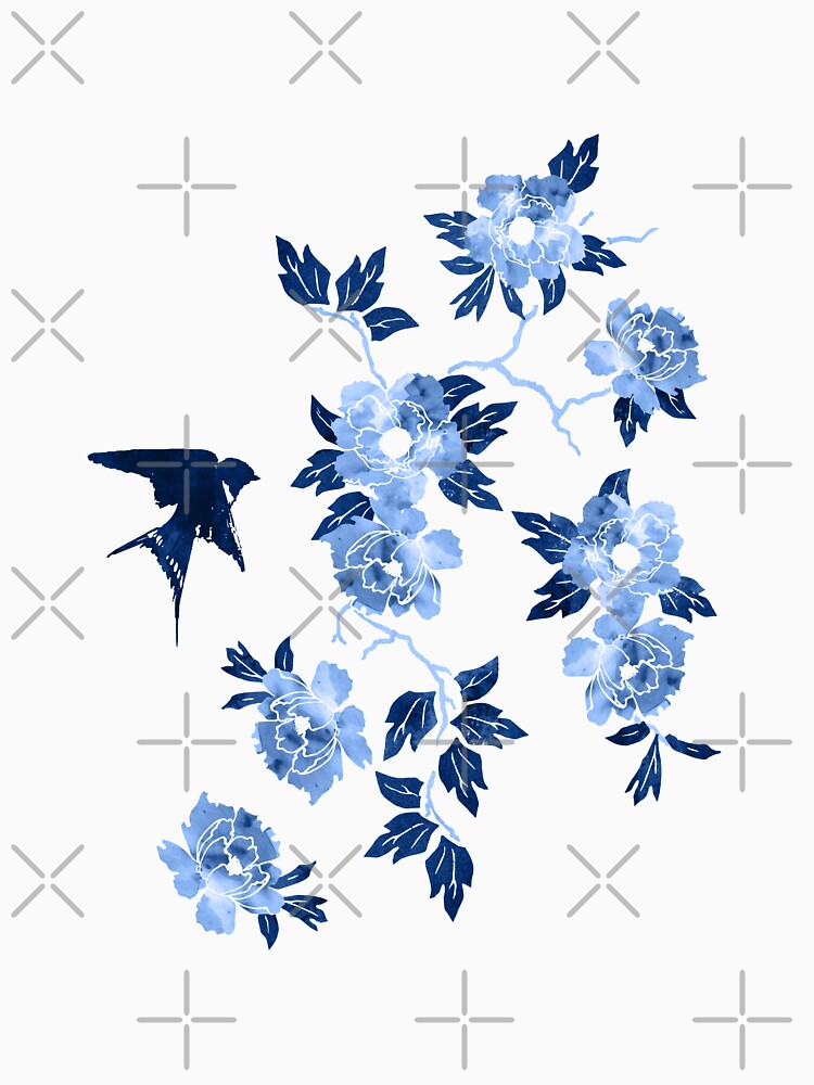 Oriental peonies in sapphire blue by adenaJ