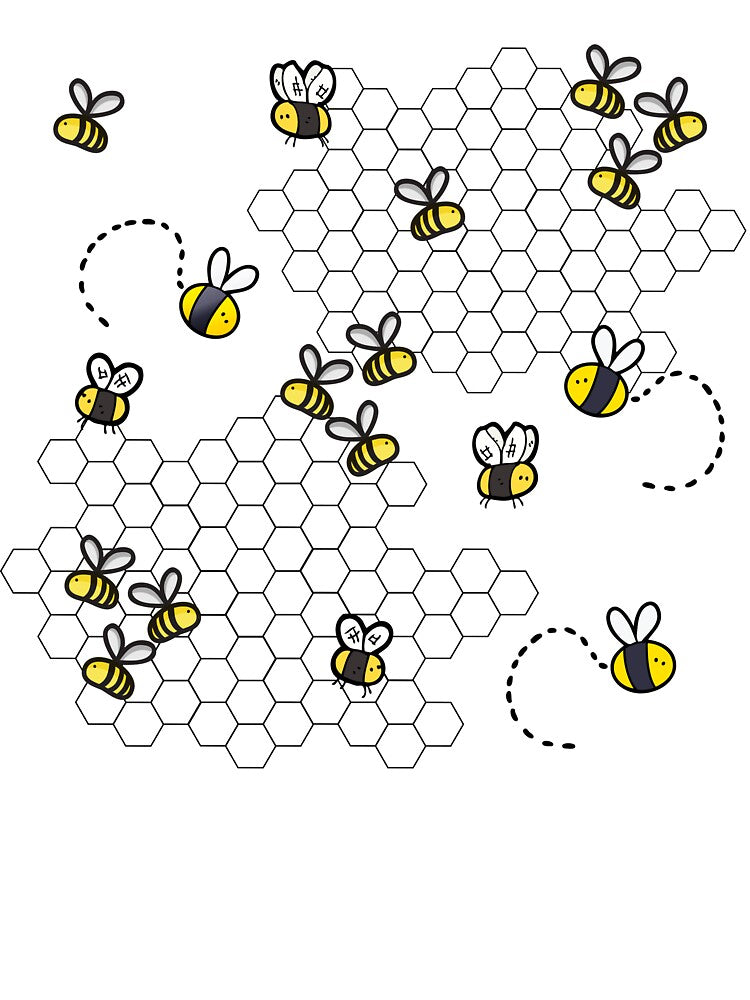 Cute bees flying around Honeycomb by Mars Babe