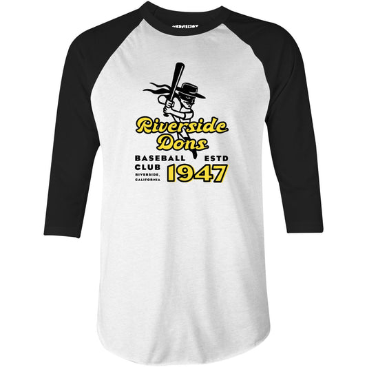 Riverside Dons - California - Vintage Defunct Baseball Teams - 3/4 Sleeve Raglan T-Shirt