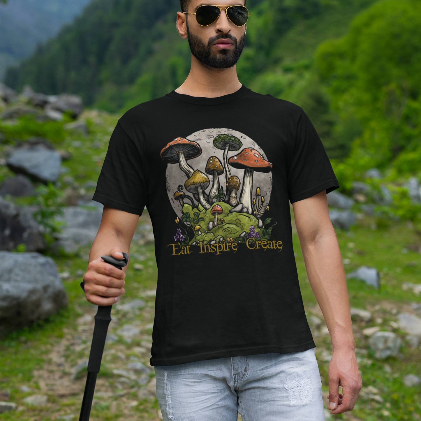 Mushroom Eat Inspire Create Unisex Tee