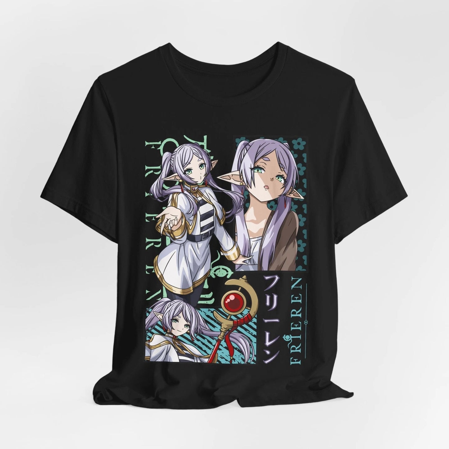Custom Frieren inspired Anime Character Tee | Manga Portrait Collage T-Shirt