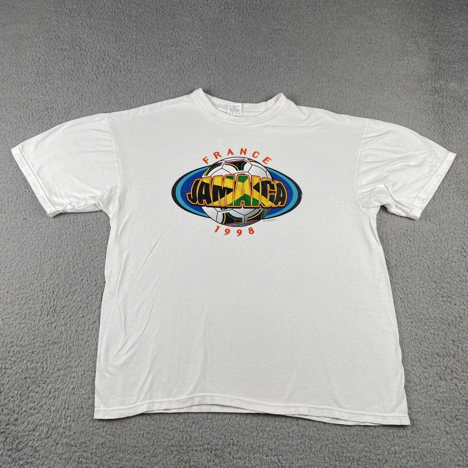 Vintage 90s France Jamaica Futbol Soccer Match 1998 Shirt Shirt Hills Tee XL