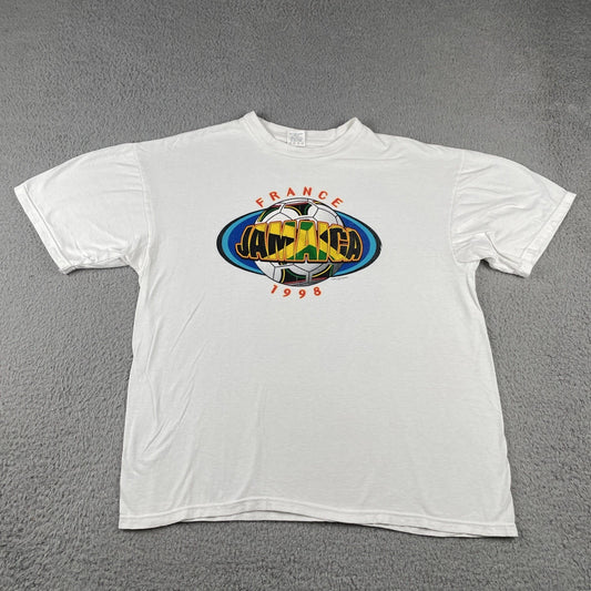 Vintage 90s France Jamaica Futbol Soccer Match 1998 Shirt Shirt Hills Tee XL