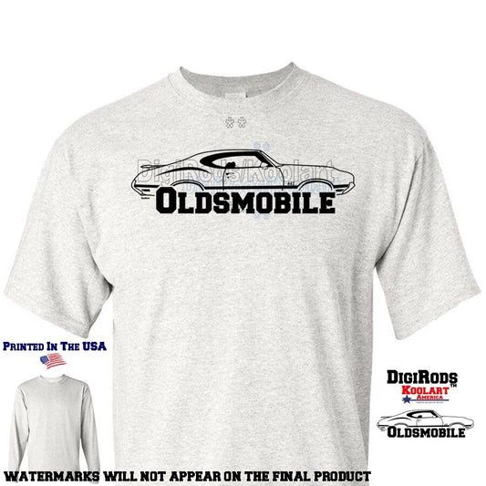 Oldsmobile Olds 442 Side View Black Outline DigiRods Koolart Custom Car T Shirt