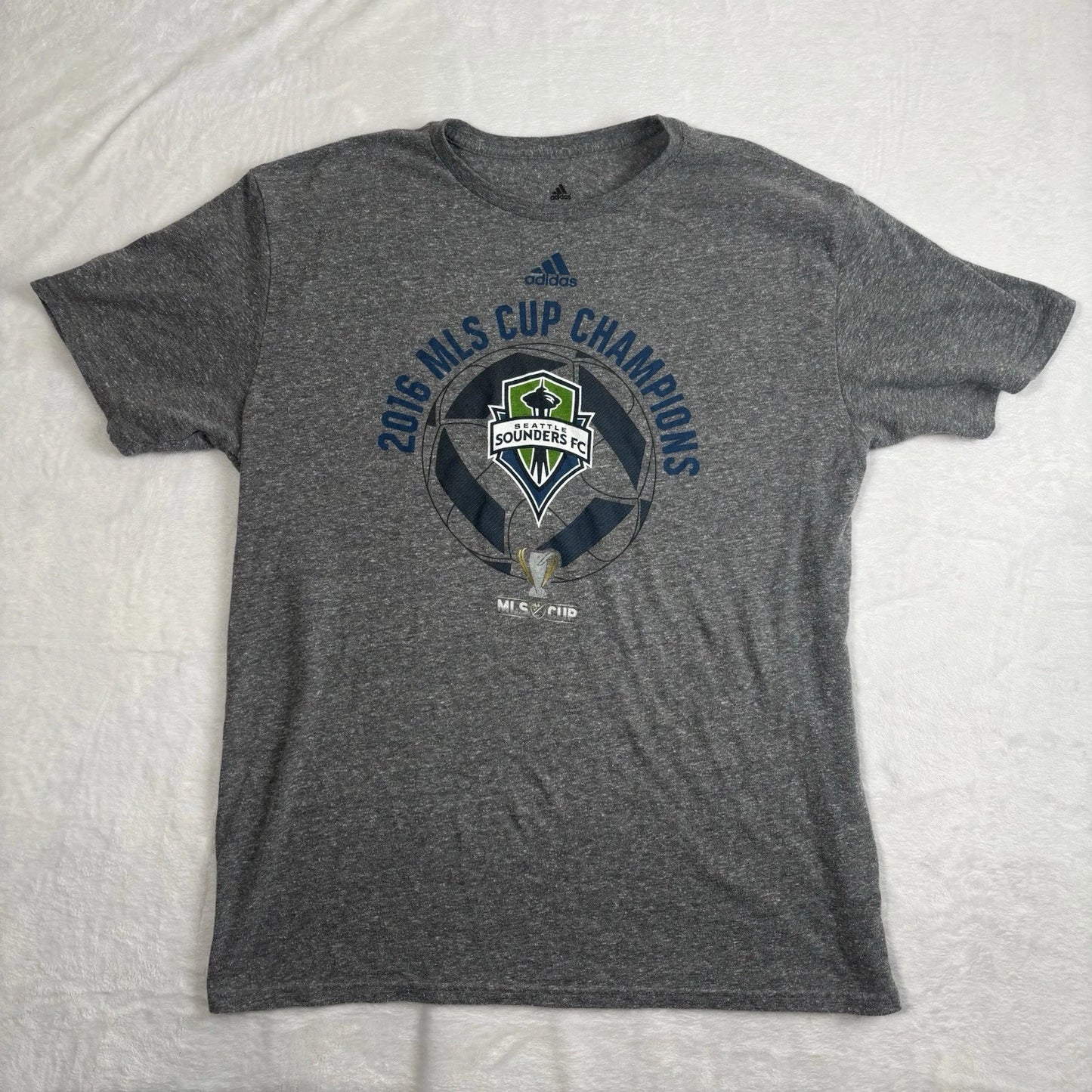 Adidas 2016 Seattle Sounders FC MSL Cup Champions Soccer Grey Shirt Men's XL