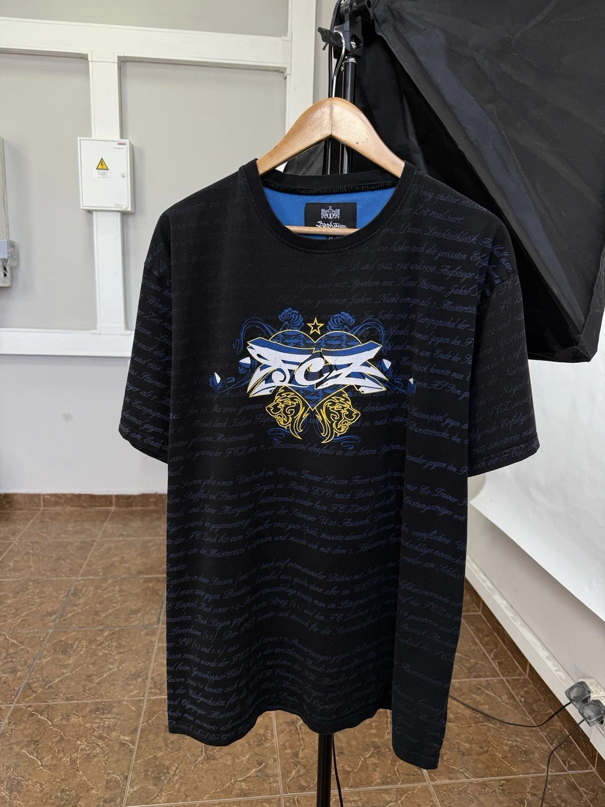 🇨🇭 FCZ Zurich Art Switzerland Suisse Swiss Soccer Fan T-Shirt Size XXL Black