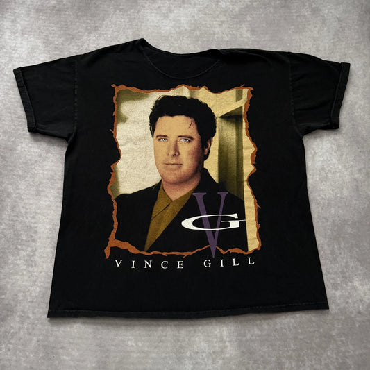 Vintage Vince Gill Shirt Mens L Black Country Music Tour Concert Graphic Tee