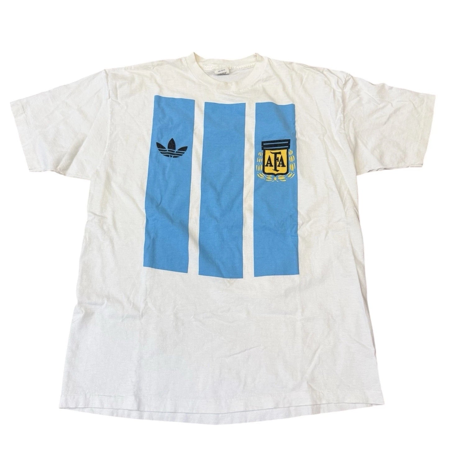 Vintage Adidas Argentina AFA Trefoil Maradona T-shirt Messi Soccer 80s Sz XL