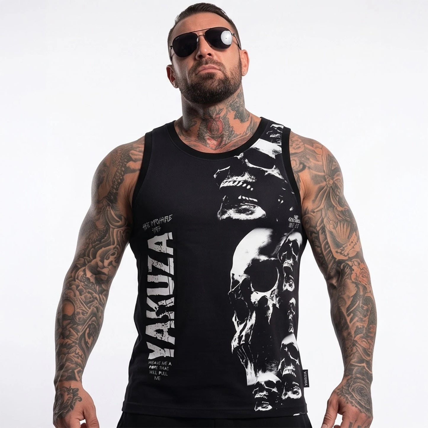 New Yakuza Men's Rope Time Slim Tank Top Shirt - Black