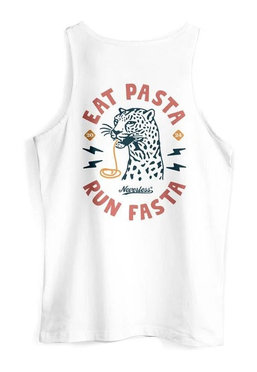 Mens Tank Top Print Font Eat Pasta Back Print Chest Logo Retro Fashion