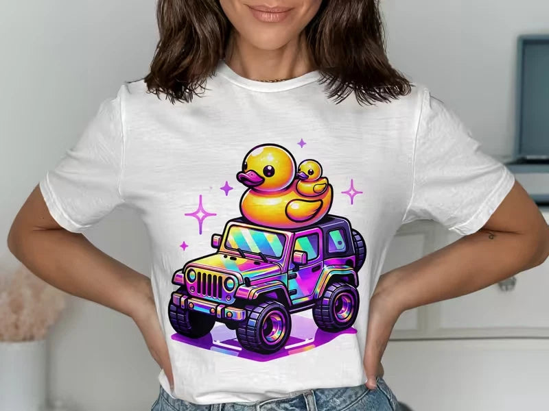 Retro Rubber Duck Jeep T-Shirt, Fun Graphic Tee, Gift for Car Lovers, Ducky