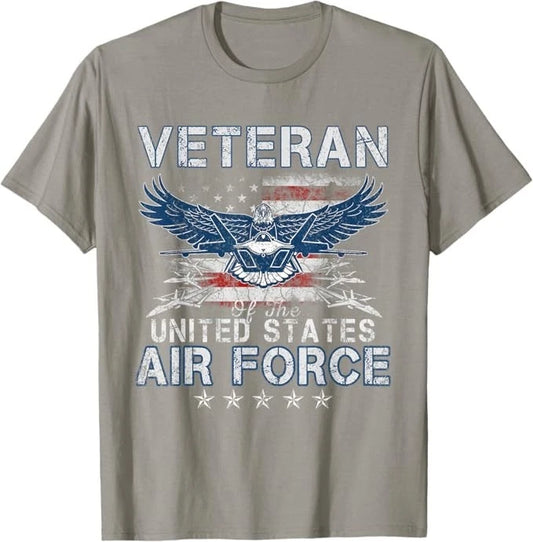 Proud US Air Force Veteran USA Flag Patriotic Vintage Mens T-Shirt