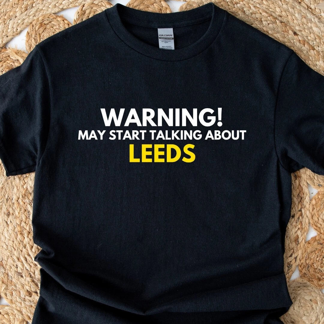 Leeds Football Fan T Shirt White Blue Yorkshire Soccer Gift Tee UK