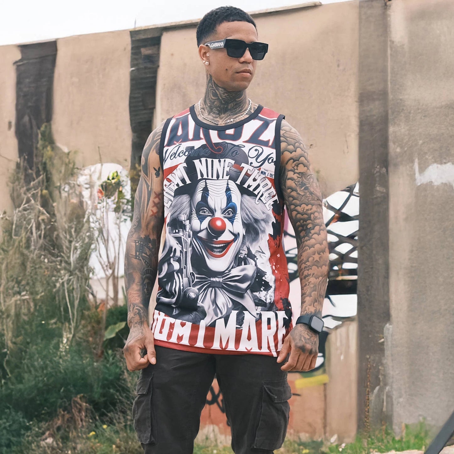 New Yakuza Men's Welcome Mesh Tank Top Shirt - Multicolor