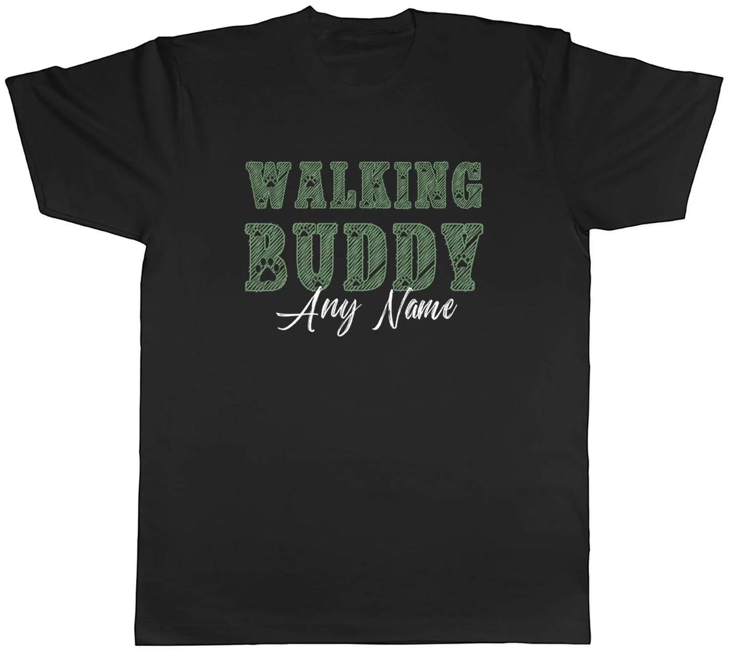 Personalised Any Dog's Name Walking Buddy Mens T-Shirt Tee Gift Top