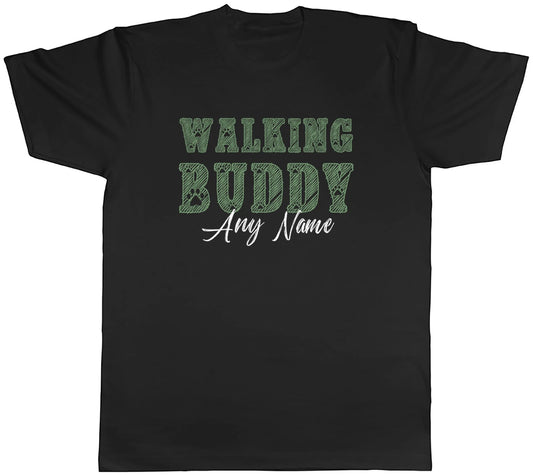 Personalised Any Dog's Name Walking Buddy Mens T-Shirt Tee Gift Top