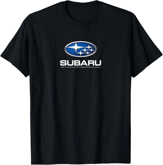 Subaru Modern Blue Stars Logo White Text Car Brand T-Shirt