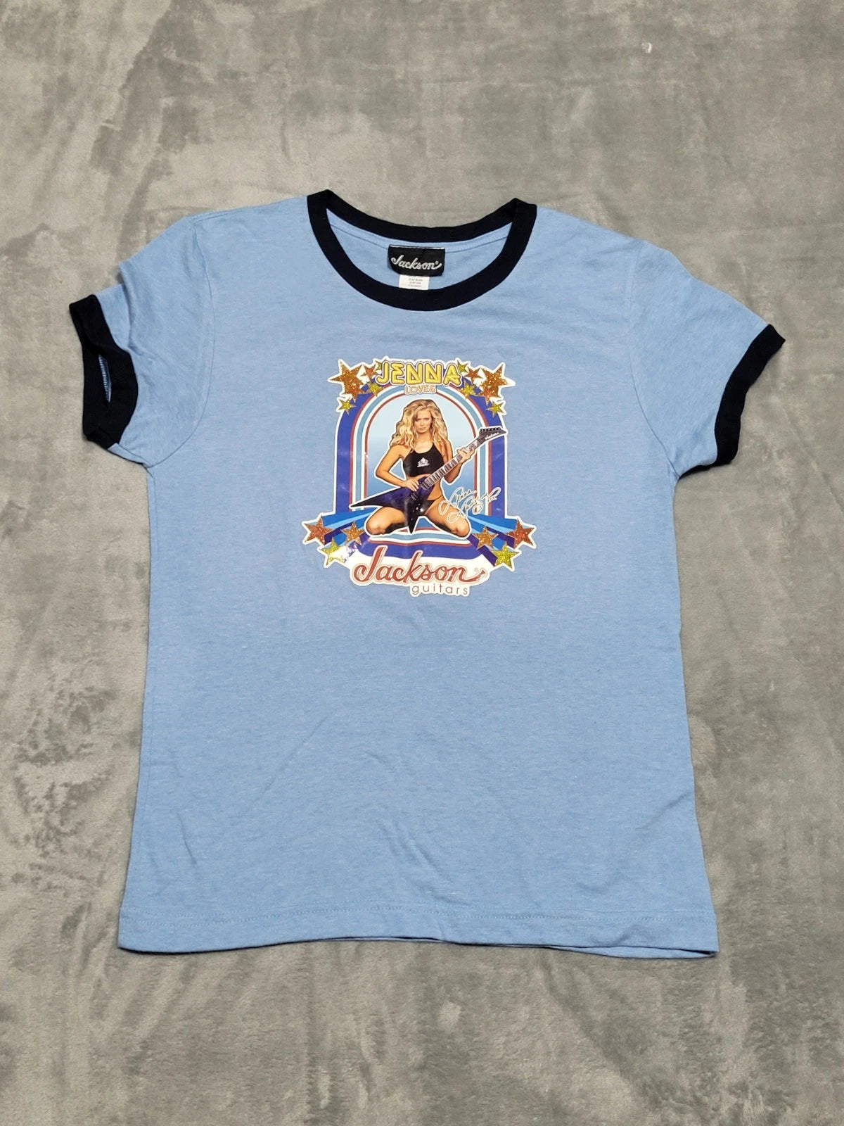 Jenna Loves Jackson Guitars Womens Blue Shirt Adult Star Jenna Jameson Size XL