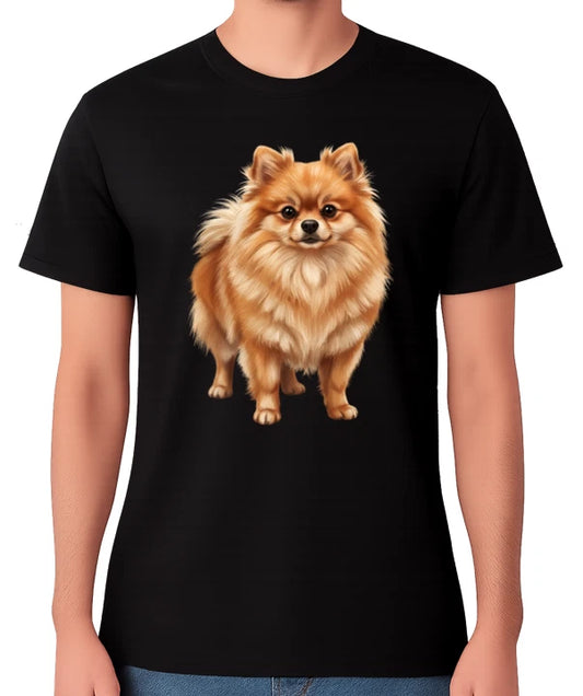 Pomeranian Dog Portrait T-Shirt Fluffy Puppy Lover Gift Unisex Tee