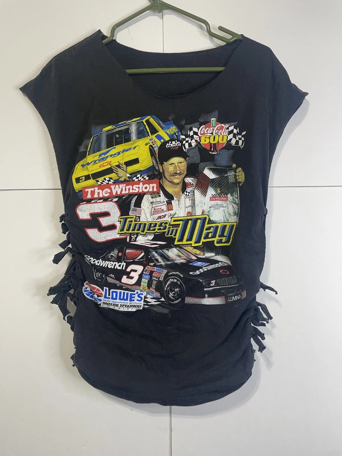 Vintage Nascar Dale Earnhardt Chase T-Shirt Size Medium Fringe Cropped Womens