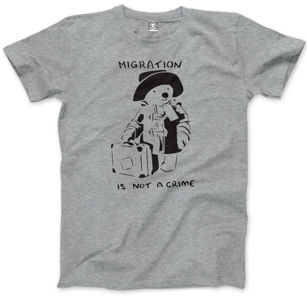 Migration is not a Crime Banksy Mens Unisex T-Shirt
