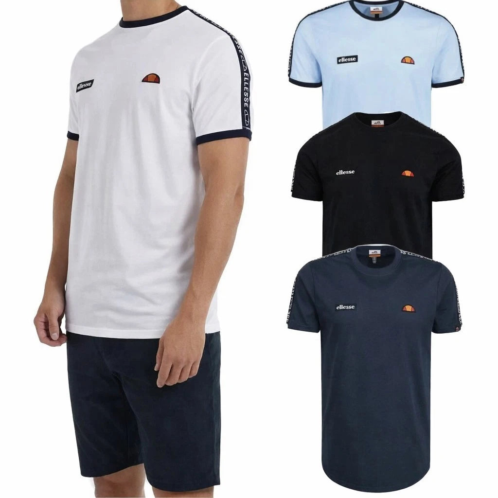 Ellesse Men's Fede Taped T-shirt Sport Cotton Tee Semi-Palla Top New XS - L