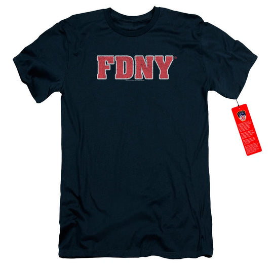 FDNY Slim Fit T-Shirt New York Fire Dept Logo Navy Blue Tee