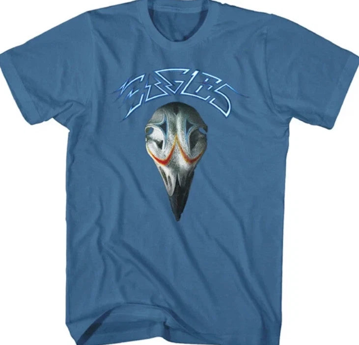 New The Eagles Greatest Hits Album Distressed Blue Shirt