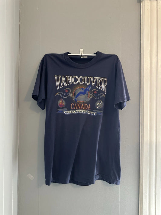 Vancouver Canada Vintage Tshirt Size Large Navy Made In Canada