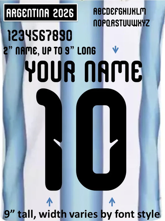 ARGENTINA 2026 CUP World IRON ON heat press transfer numbers soccer jersey