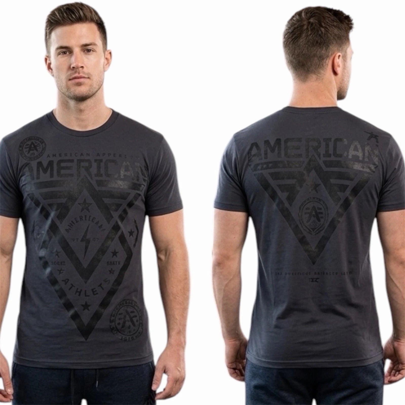 AMERICAN FIGHTER Dark Charcoal Grey Black ALASKA Athletic Graphic T-shirt NWT