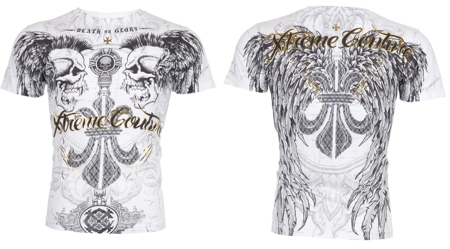 XTREME COUTURE by AFFLICTION White REVERENCE Short Sleeve Slim Fit T-shirt NWT