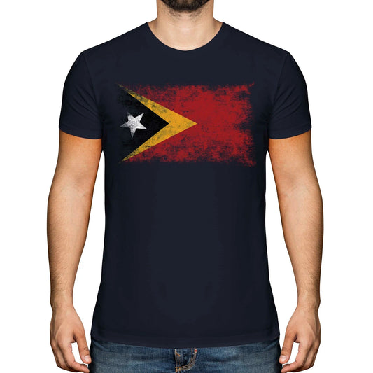 EAST TIMOR DISTRESSED FLAG MENS T-SHIRT TOP TIMOR LOROSA'E TIMORESE TIMOR-LESTE
