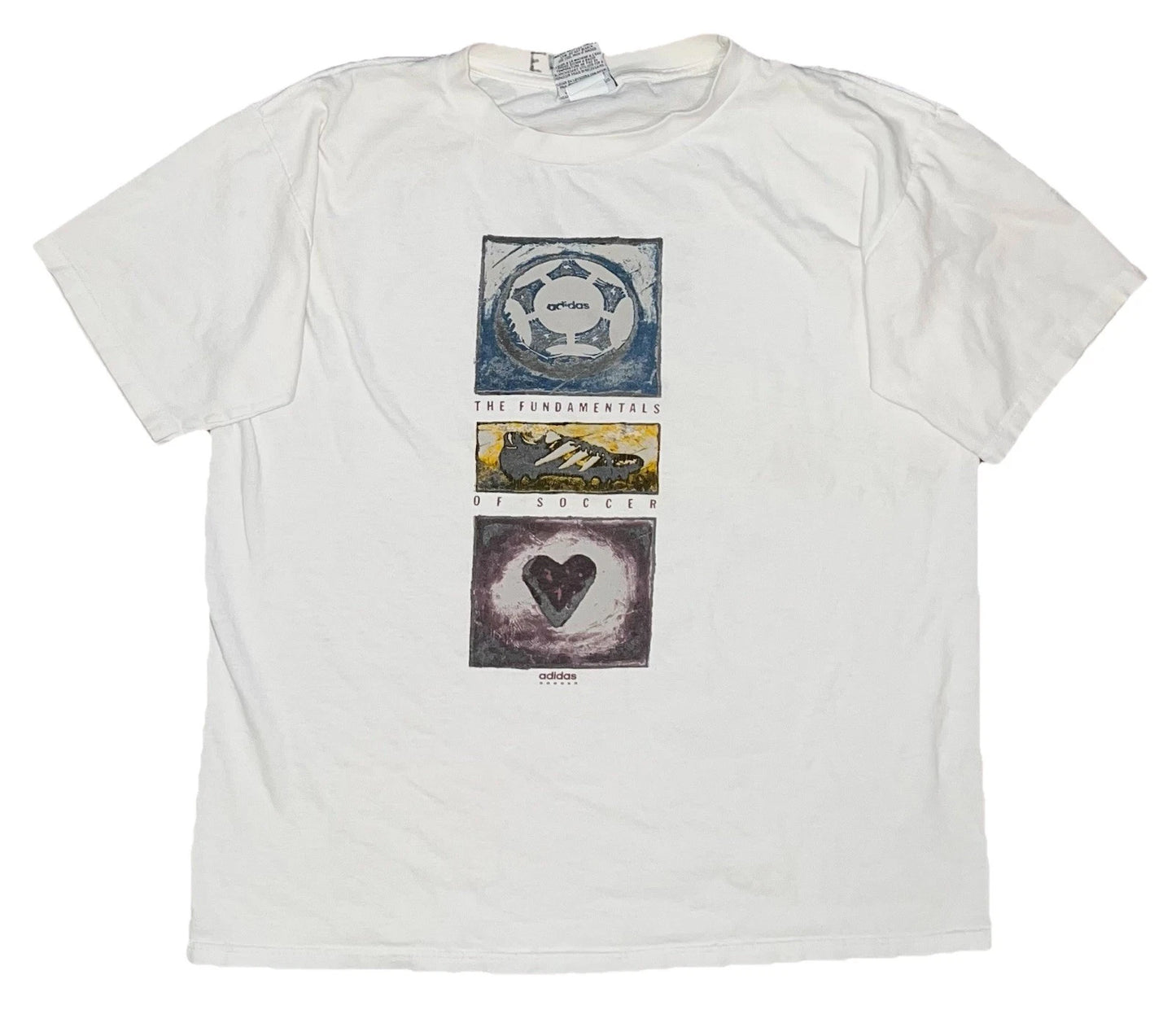 Vtg 90s Adidas the Fundamentals of Soccer White T Shirt Medium