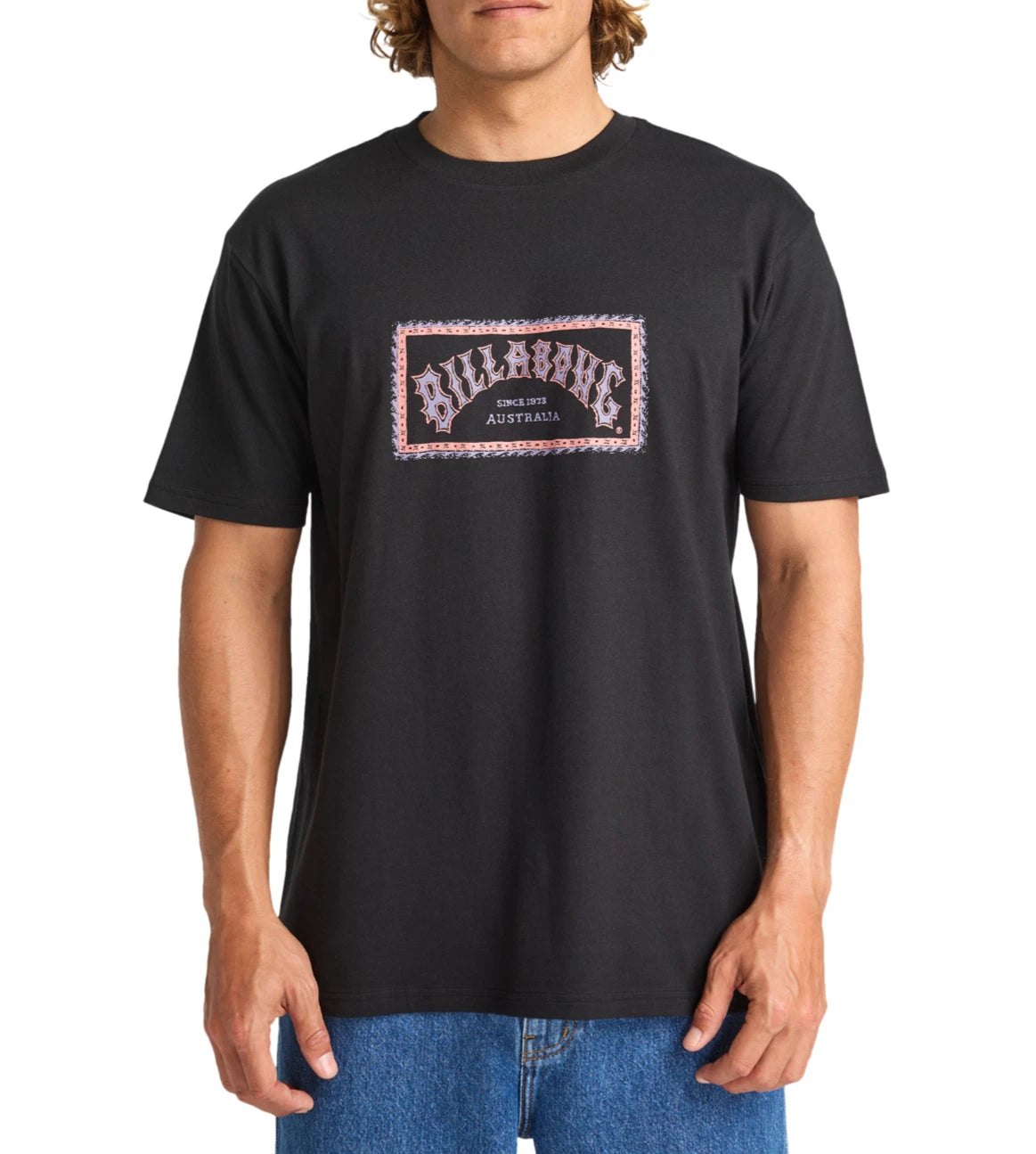 BILLABONG MENS T SHIRT.ARCH FRAME PREMIUM BLACK COTTON SHORT SLEEVED TEE TOP S26