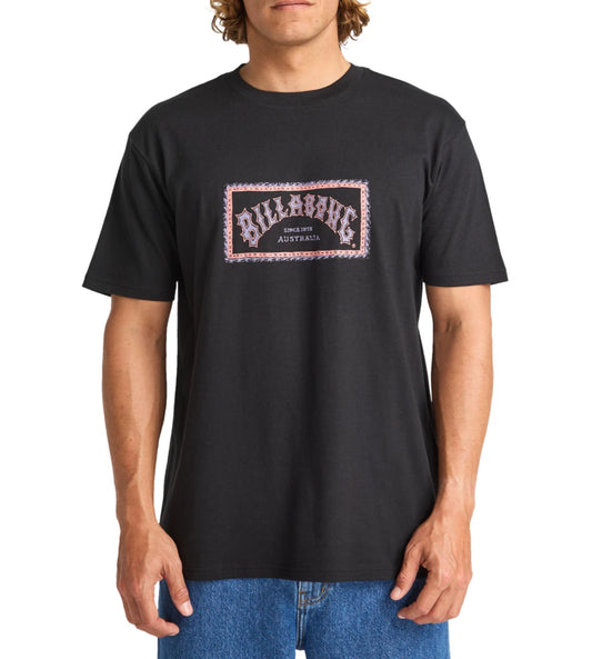 BILLABONG MENS T SHIRT.ARCH FRAME PREMIUM BLACK COTTON SHORT SLEEVED TEE TOP S26