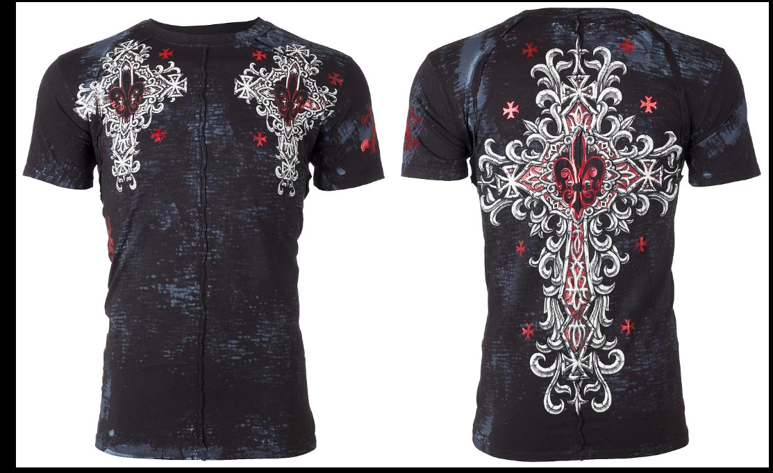 XTREME COUTURE by AFFLICTION Black LOST SQUARDRON Short Sleeve Slim Fit T-shirt