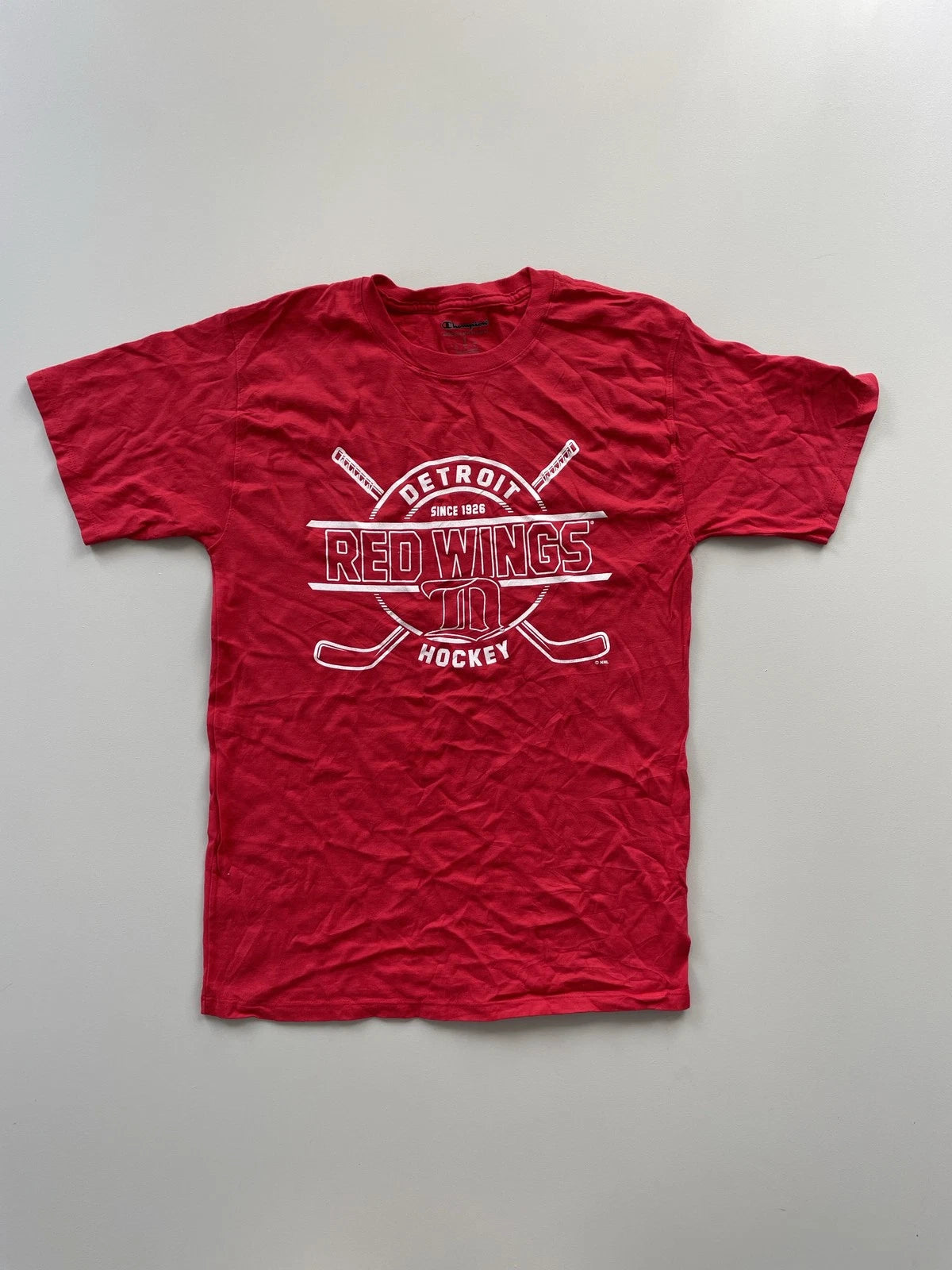 Champion Detroit Red Wings Hockey T-Shirt Men's Size S Red Modern