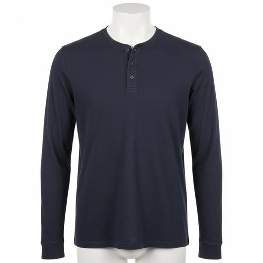Vince XL Black Henley Long Sleeve Tee Minimalist Quiet Luxury Modern Classic