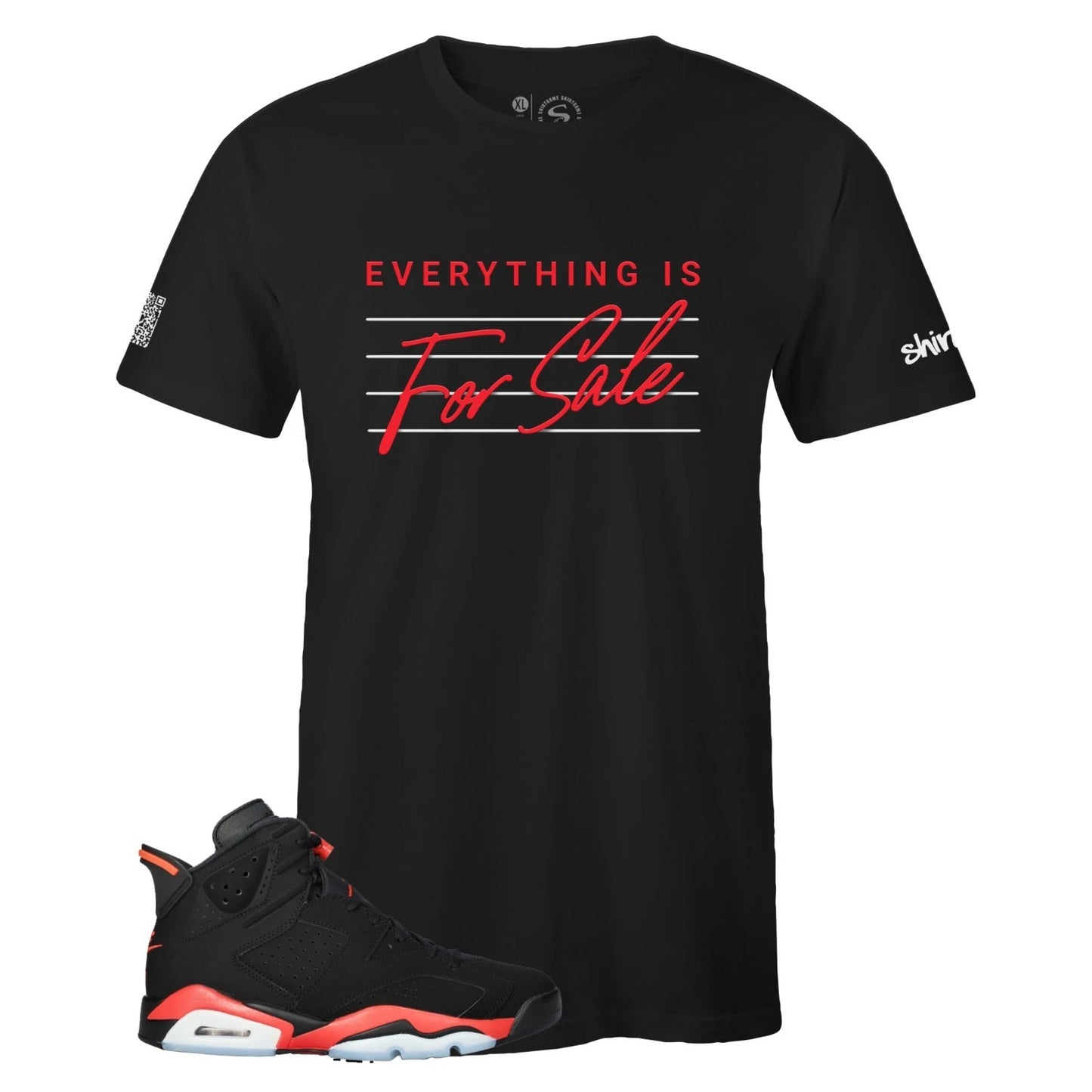 Black FOR SALE Sneaker T-shirt to Match Air Jordan 6 Retro 'Infrared Salesman'